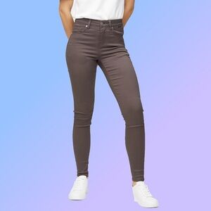 Women's Mid/High-Waisted Brownish Gray Skinny Jeans